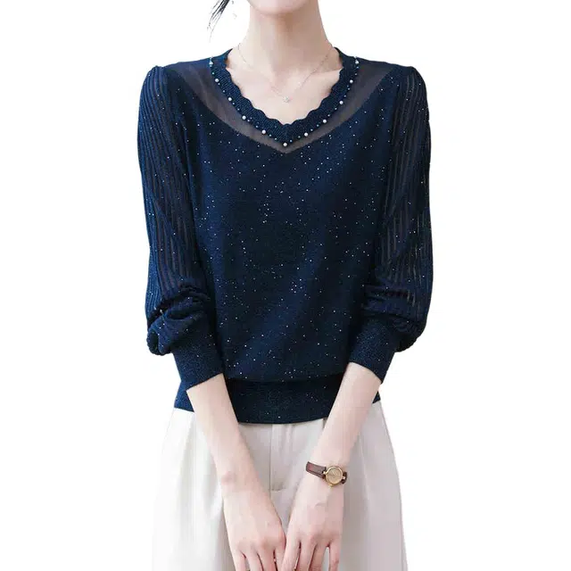 曲韩 简约时尚舒适长袖针织衫 女款