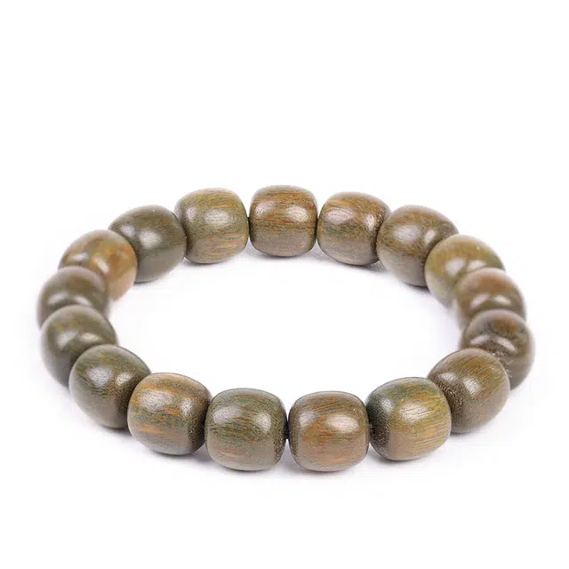 三檀小舍 老型珠国风国潮禅意新中式复古文艺单圈好运招财平安喜乐小众百搭高级轻奢 绿檀 手串 男女同款情侣款