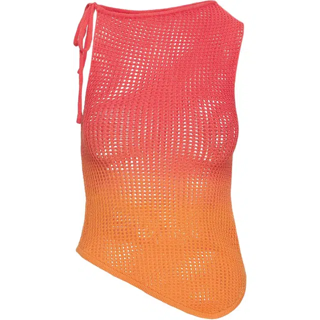 PRINCESS POLLY AURALIA ASYMMETRIC KNIT TOP ORANGE