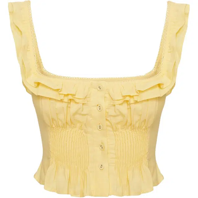PRINCESS POLLY ISADORIA FRILL TOP YELLOW