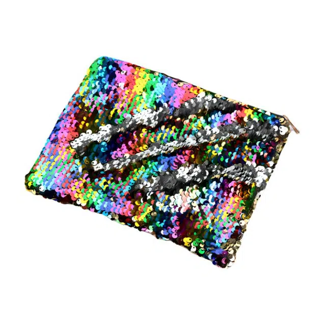 馨枕居 新金色拉链双面笔袋亮片美人鱼笔袋化妆包