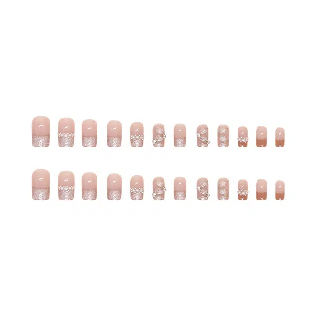 馨枕居 猫眼珍珠飘带  穿戴甲 中长款粉色纯色