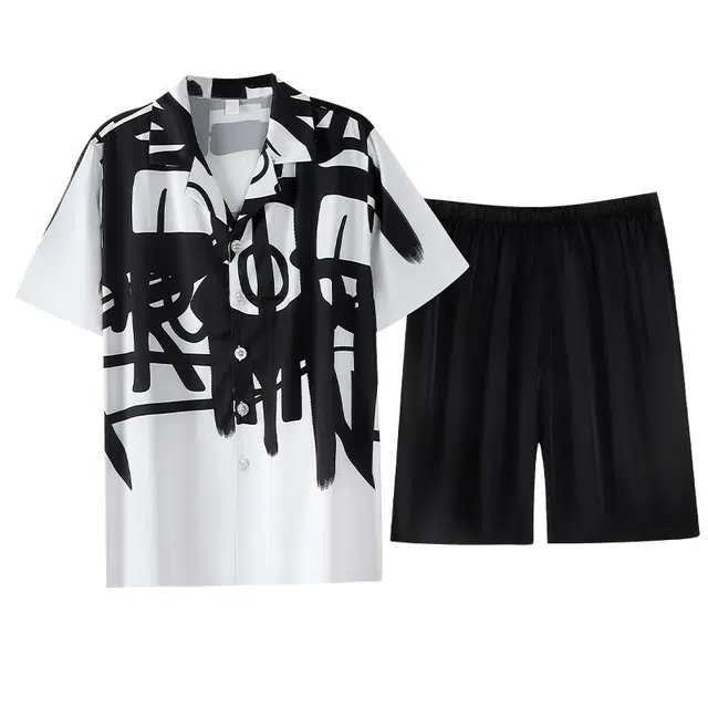 潞优野 短袖薄款可外穿家居服睡衣套装 男款 黑色