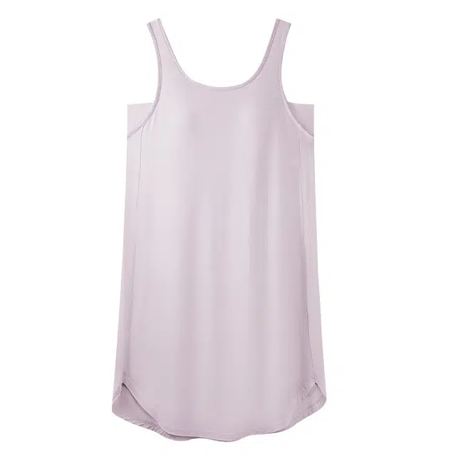 顶瓜瓜 纯色简约圆领带胸垫舒适柔软透气无袖睡裙 女款 浅紫色