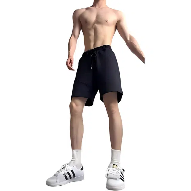 单爵 速干运动薄款美式跑步健身裤子宽松外穿休闲短裤 男女同款 经典黑