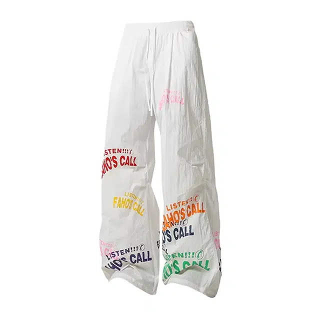 物质公式 冰丝凉感速干空调裤户外纯色简约基础款美式高街复古字母设计感日常百搭宽松直筒垂感拖地慵懒感薄款潮牌休闲裤 男女同款