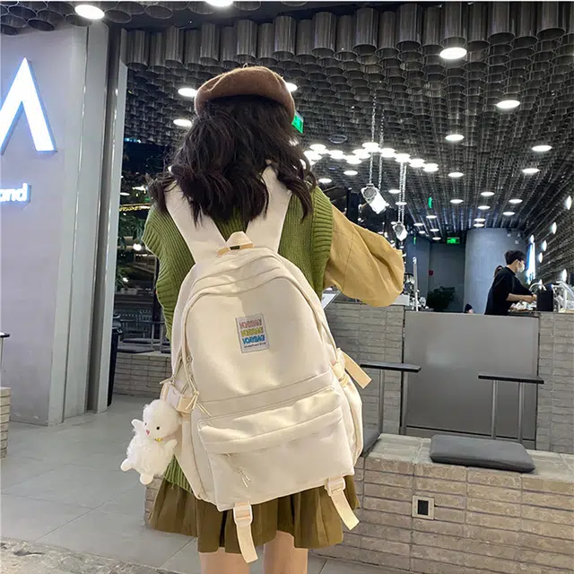 恒源祥 复古风纯色简约时尚学生书包 尼龙 双肩包 男女同款情侣款 多色