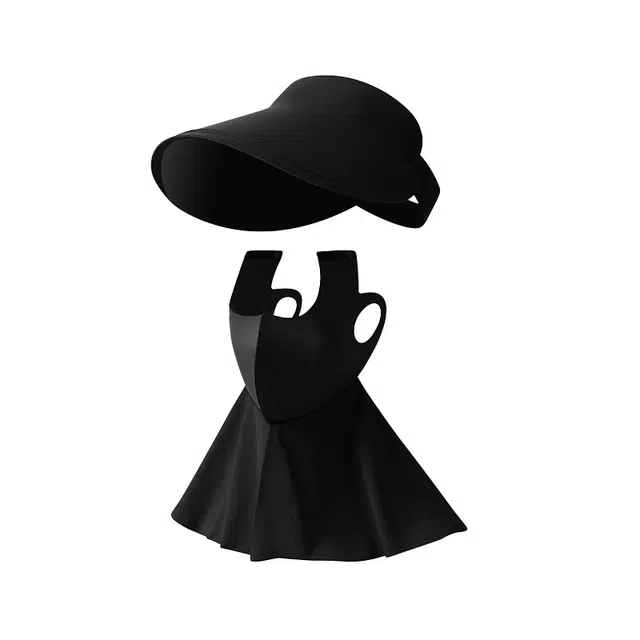 【UPF50+二合一】 祎步康 可拆卸 夏季防紫外线全脸护颈一体遮阳帽百搭冰丝口罩 锦纶 防晒面罩 女款