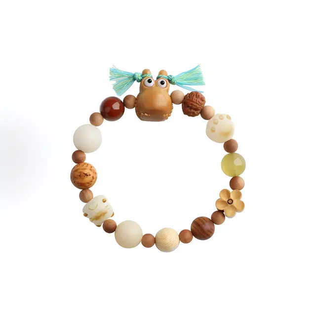 福柚 呱呱来财手饰 可爱青蛙新中式古风优雅气质 精致小众轻奢简约百搭 檀木 手串 男女同款情侣款