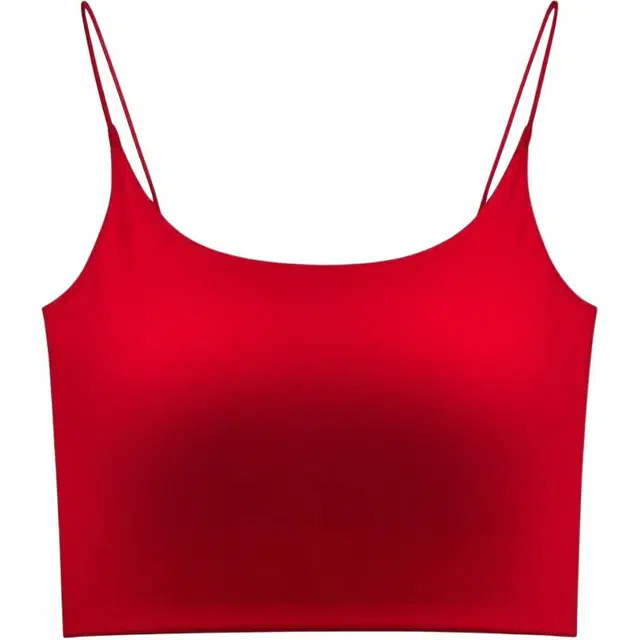 秀黛 纯色带胸垫后背镂空美背修身吊带 女款