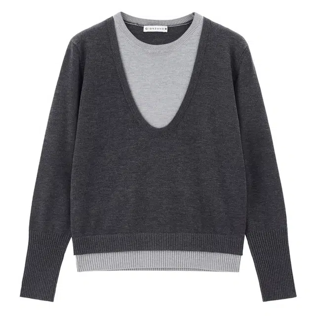 佐丹奴 假两件撞色毛织圆领套头针织衫 女款