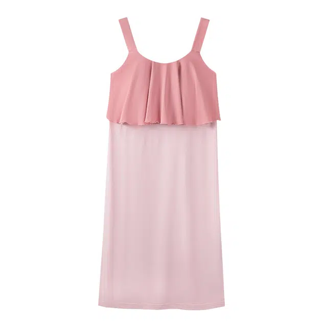 顶瓜瓜 带胸垫甜美休闲家居服无袖吊带睡裙 女款 图片色