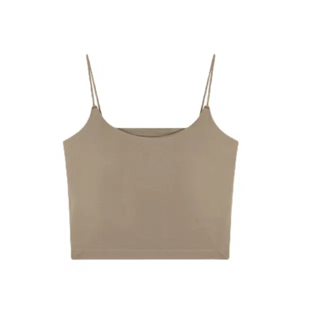 木清清 纯色一字领套头吊带 女款 卡其色