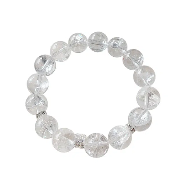 周百福 白冰花 精致温柔 高级感简约气质 小众设计感百搭 贵气感转运串珠手饰#好运 白水晶 手串 女款