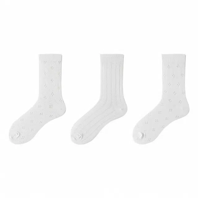 恒源祥 网眼镂空透气纯色中筒袜 女款 组合装