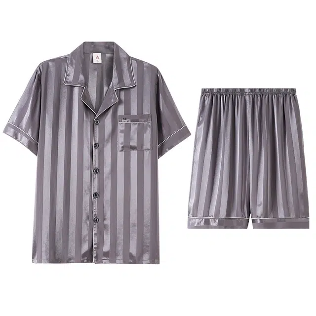 潞优野 短袖薄款开衫家居服睡衣套装 男款 深灰