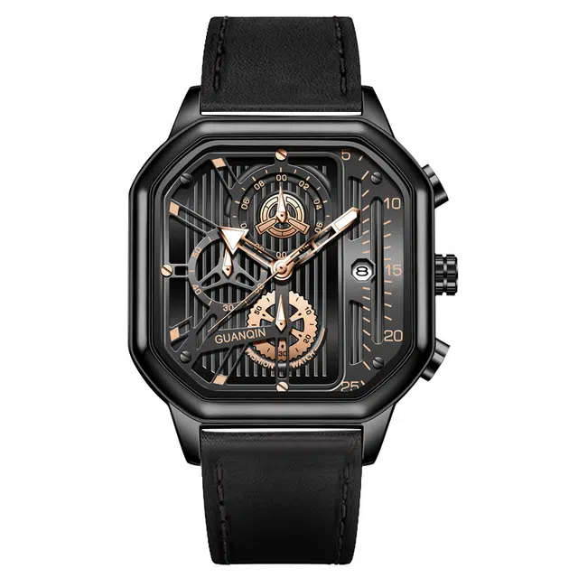 冠琴 大爆炸系列 手表男机械风格全自动运动学生手表 石英机芯 国表 男表 黑色表盘