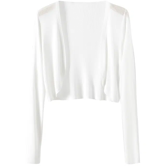 她池 长袖短款开衫外搭上衣针织衫 女款