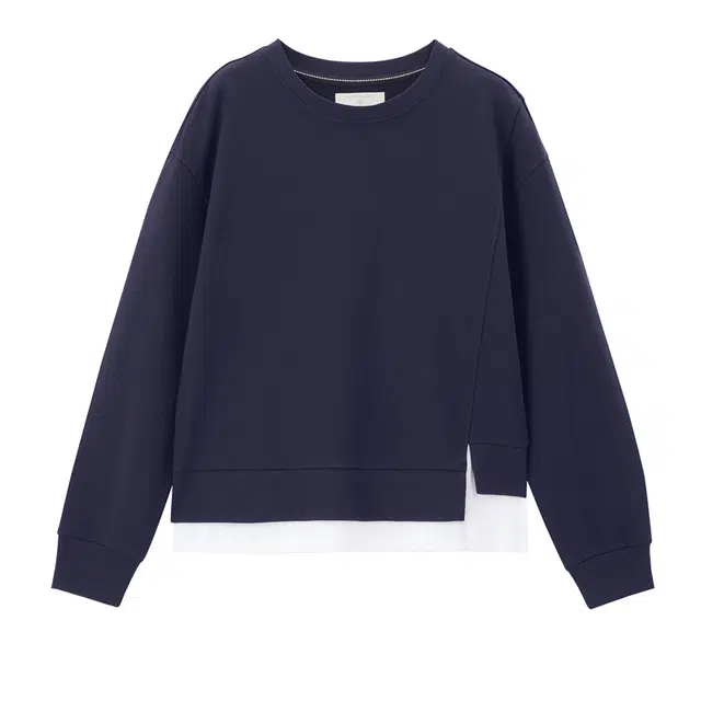 佐丹奴 纯棉假两件破骨不规则下摆圆领卫衣 女款