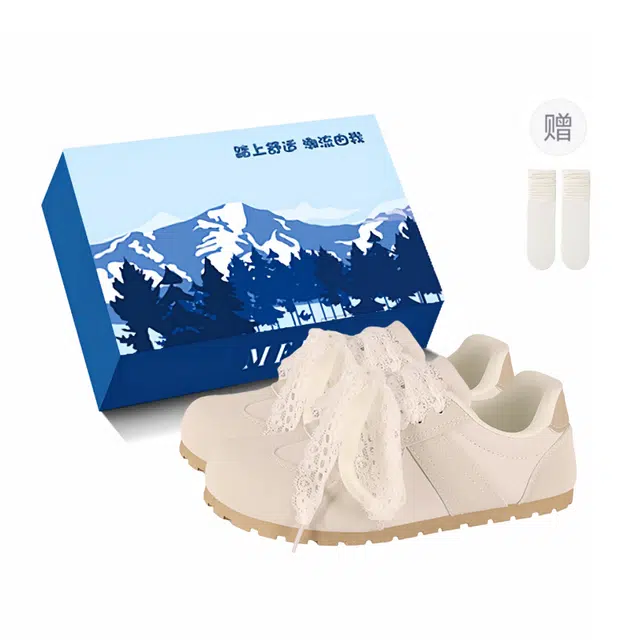 小鹿米利 芭蕾德训鞋轻便复古小众薄底运动休闲蕾丝 防滑耐磨 低帮 板鞋 女