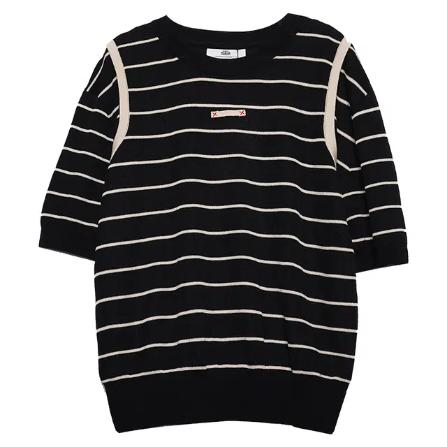 木果果木 撞色条纹短款宽松短袖针织衫 女款