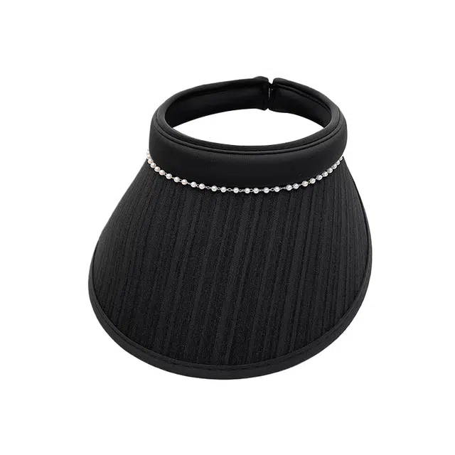 木林森 夏季防紫外线日系甜美遮阳帽户外出游百搭显脸小发箍珍珠遮阳空顶帽 聚酯纤维 防晒帽 女款