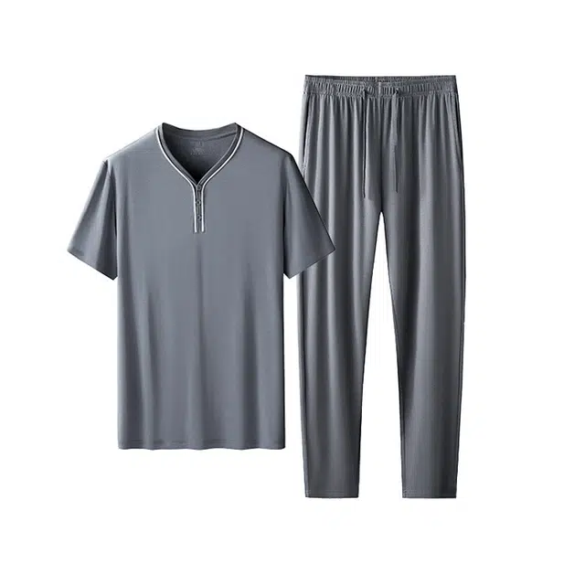 对你的私语 舒适透气短袖长裤休闲睡衣套装 男款