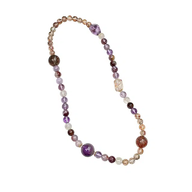 琳琯瑛 紫幽灵黑金超七双圈紫黄晶貔貅转运招桃花轻奢小众天然 黄水晶 手串 女款