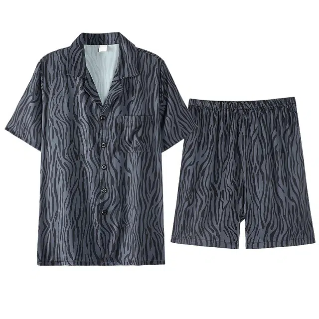 潞优野 短袖大码凉感可外穿家居服睡衣套装 男款 图片色