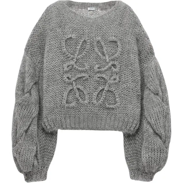 Loewe Hollow Knit Sweater Gray