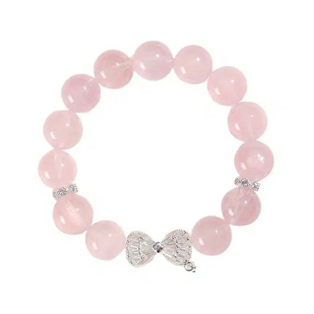 周百福 在逃公主之桃之夭夭 精致温柔蝴蝶结 高级感简约粉嫩气质 小众设计感百搭 转运串珠手饰#好运 粉水晶 手串 女款