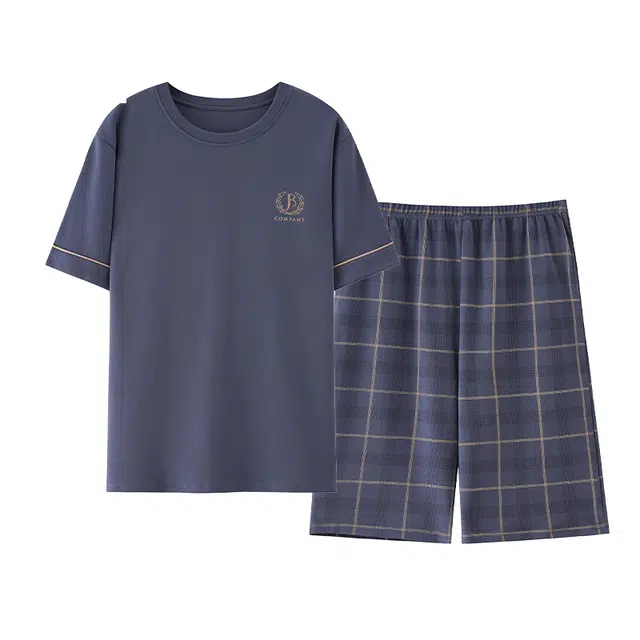 潞优野 休闲套头亲肤舒适家居服睡衣套装 男款 藏青色