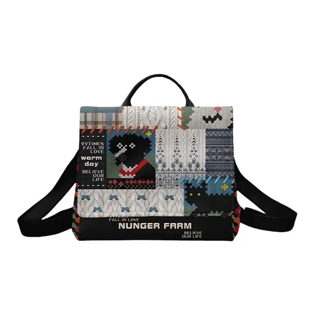 奥松 暖格农庄通勤日常百搭 绒面科技布 双肩包 女款 棕色/黑色