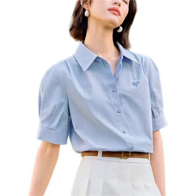 茵曼 翻领休闲短袖衬衫 女款