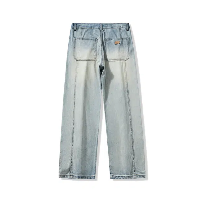 协协乐 宽松直筒舒适百搭牛仔裤 男款 复古蓝