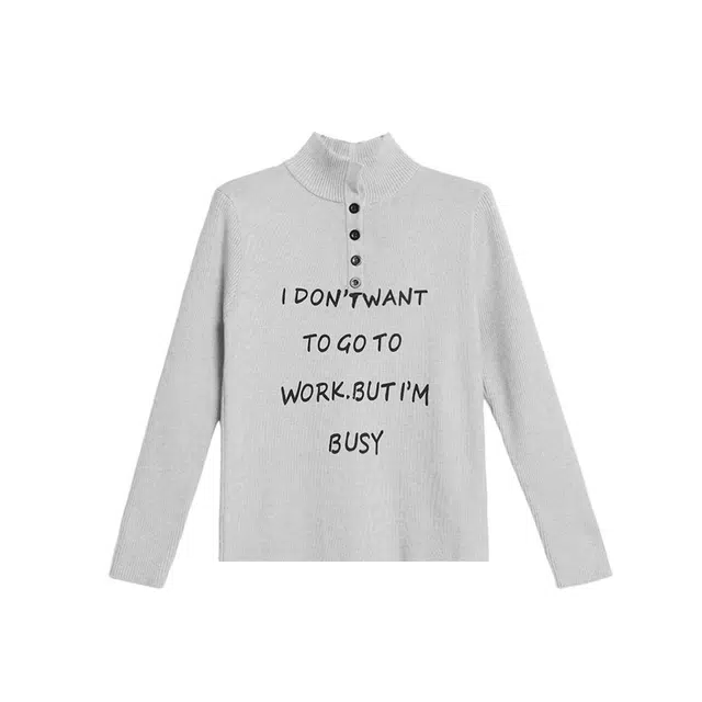 柏黛妃 美式小个子内搭打底衫针织衫 女款 灰色