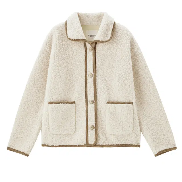 佐丹奴 撞色翻领梭织休闲舒适时尚长袖夹克外套 女款 浅杏