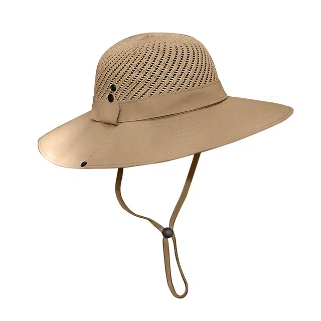 南极人 大帽檐网眼透气渔夫帽子夏季遮脸户外徒步钓鱼登山帽防紫外线遮阳太阳帽 轻薄款 防晒帽 男款