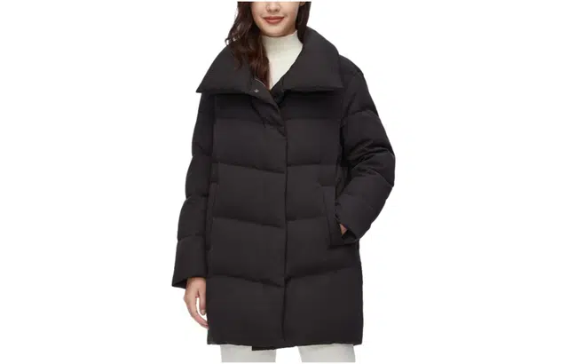 波司登 纯色西装领拉链中长款休闲长袖羽绒服 女款