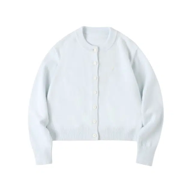 柏黛妃 长袖开衫外搭慵懒风短款针织衫 女款 蓝色