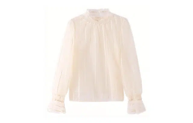 花栗鼠小姐 网纱米小众别致内搭上衣镂空打底衫针织衫 女款