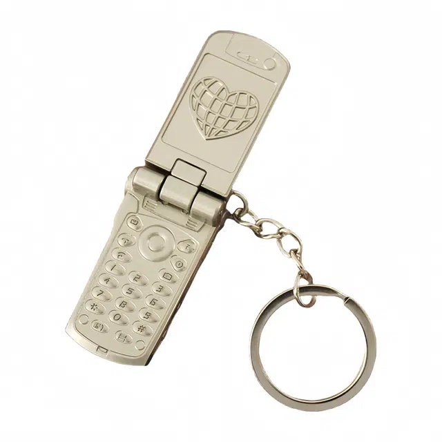 天予小镇 迷你小手机可翻盖旋转全金属玩具 成品模型