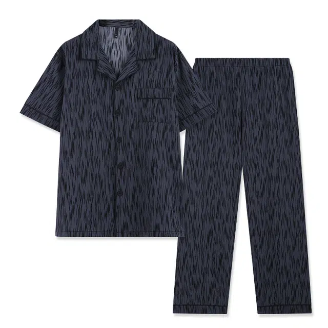 好福份 亲肤透气舒适短袖长裤睡衣套装 男款 图片色