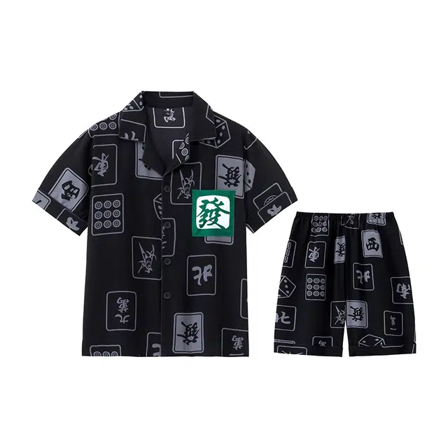 好福份 时尚印花透气短袖可外穿睡衣套装 男款 图片色