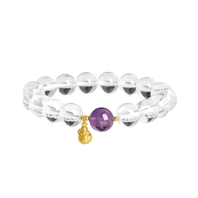 金大福 【前程似锦 学业顺利】 上岸转运珠能量加持 时来运转磁场小众设计 轻奢气质百搭 礼盒装#好运 白水晶 手串 女款