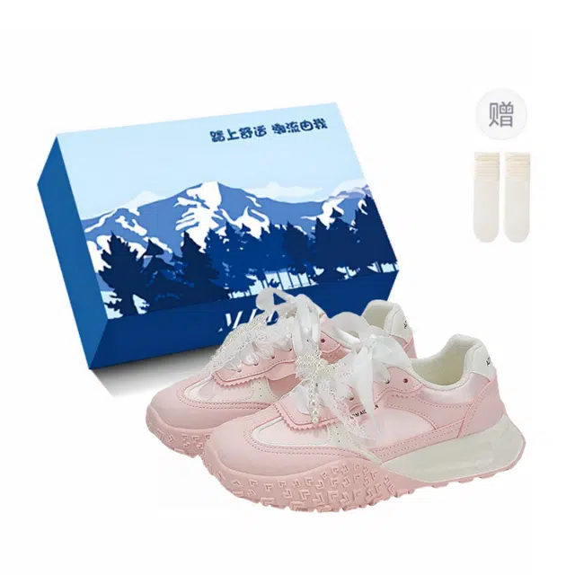 小鹿米利 日系复古甜美系带蝴蝶结小众百搭厚底 防滑 低帮 板鞋 女