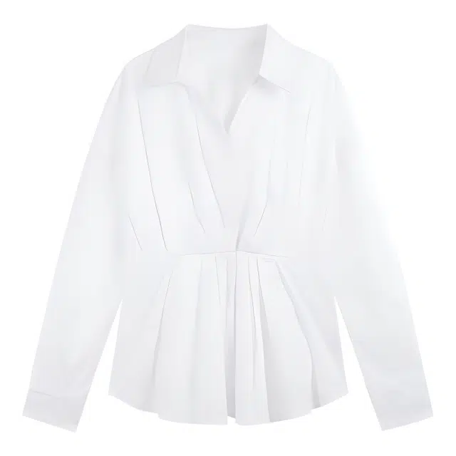 木清清 时尚百搭简约休闲长袖衬衫 女款 白色