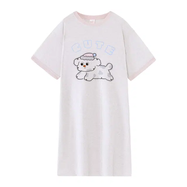 顶瓜瓜 甜美卡通休闲家居服短袖睡裙 女款 图片色