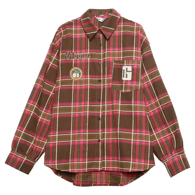 木果果木 复古磨毛格纹长袖衬衫 女款