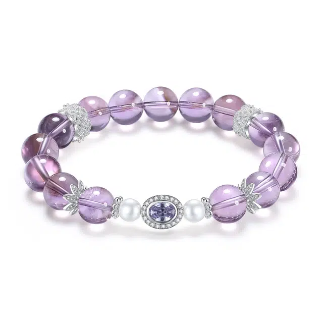 【普陀山官方已过香】 普陀山文创 九紫离火幸运守护本命黄塔晶白转运珠紫气东来引富奔贵#好运天然 紫水晶 手串 男女同款情侣款